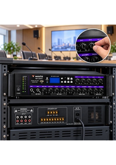 Westa Wm-2500u 500 Watt 100v-70v-8 Ohm Usb-sd-bt 6 Bölgeli Trafolu Mixer Amfi