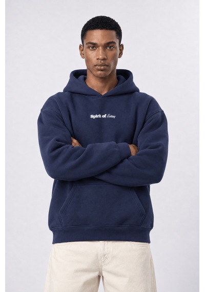 Respire Erkek Spirit Patch Detaylı Oversize Hoodie Lacivert