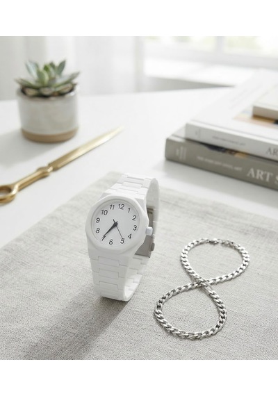 Erkek Kol Saati Bileklik Hediyeli Siyah Kordon Analog Quartz Minimal Tasarım Mat Siyah Kasa Şık Spor Klasik Erkek Saati Günlük Kullanım Np24 Beyaz