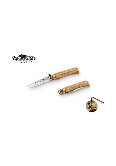 Antonini Old Bear 10cm Zeytin Ağacı Saplı Kamp Çakı Açık Kahverengi
