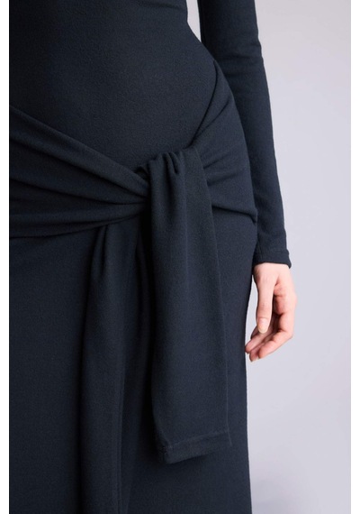 Defacto Bodycon Vücudu Saran Penye Midi Elbise G7878ax26spnv253 Lacivert-nv253