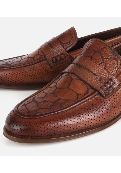 Hotiç Erkek Deri Taba Yumuşak Dokulu Baskılı Klasik Loafer 02ayh329690a410 02ayh329690a410
