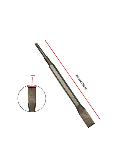 Sds-plus Düz Keski Ucu 14x250x20 Mm Beton Ve Duvar İçin Kırma Ve Kanal Açma Ucu