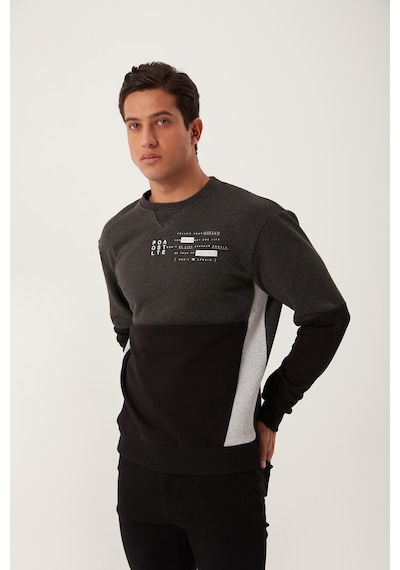 Polostate Erkek Çift Renk Sweatshirt Siyah