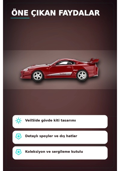 Diecast 1/64 Veilside Combat V-ı Toyota Supra Kırmızı Model Araba - Tekli Kutu Bx-313405