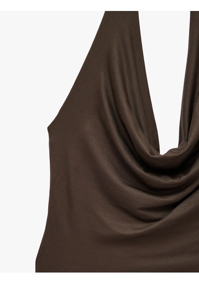Koton Sırt Dekolteli Degaje Yaka Bodysuit Kahverengi 6sak10003ek Kahve