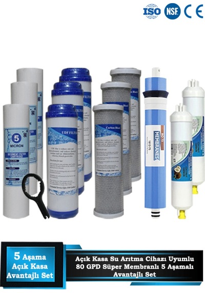 Sumarkt Açık Kasa Su Arıtma 80 Gpd Süper Membranlı 5 Aşamalı Cift Karbonlu Ekonomik Paket