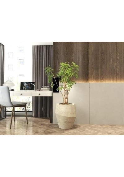 Nuano Consept Lilya Serisi Yuvarlak Saksı Koyu Gri 48x60