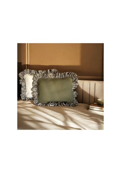 Fırfırlı Yastık Kılıfı Tek Kişilik Çiçek Detaylı 2'li 50 X 70 Cm Çok Renkli