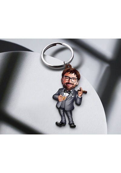 Bk Gift Kişiye Özel Erkek Karikatürlü Ahşap Anahtarlık, Sevgiliye Hediye, Erkek Hediyesi, Doğum Günü Hediyesi-13