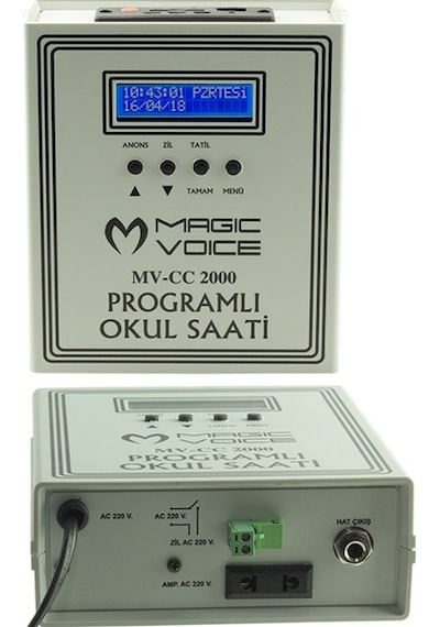 Magicvoice Mv-cc2000 Usb Duvar Tipi Programlı 20 Adet Mp3 Formatı Zil / İstiklal Marşlı Akıllı Dijital Okul Saati Çan Takılabilir