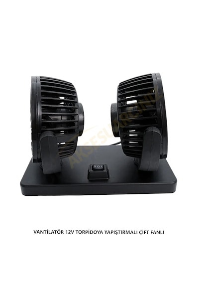 Araç İçi Torpido Üstü 2li Vantilatör Oto Pervane 5 İnç 12 Volt 2 Hız Ayarlı Çakmaklık Girişli