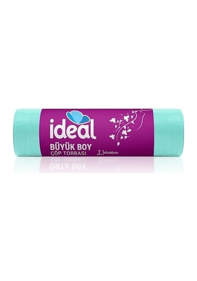 İdeal Büyük Boy Çöp Poşeti 7&apos Li 65x80 Cm, Sızdırmaz Ve Yırtılmaz, Ekonomik Büyük Boy Çöp Torbası, Geri Dönüştürülebilir Atık Torbası, Doğa Dostu, Sürdürülebilir, Güçlü Ve Dayanıklı Çöp Poşeti