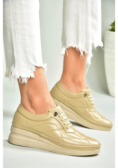 Fox Shoes U555301303 Bej Hakiki Deri Günlük Kadın Ayakkabı Bej-hakiki Deri