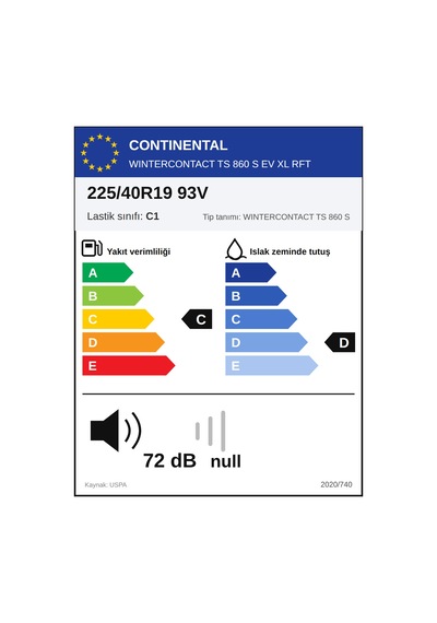 Continental  225/40 R19 93V XL Run-Flat Wintercontact Ts 860 S Ev Kış Lastiği 2026