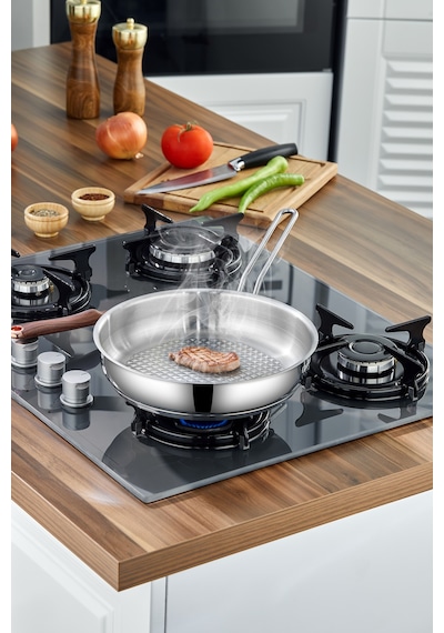 Cooker Lara 24 Cm Paslanmaz Çelik İndüksiyon Uyumlu Tava Ckr3937 Inox