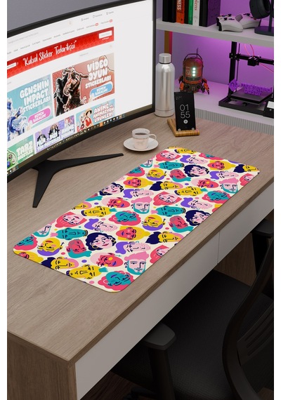 İllüstrasyon Kaymaz Dikişli Kauçuk Oyuncu Mousepad V5 - 70x30 Xl Gaming Mouse Pad Fare Altlığı