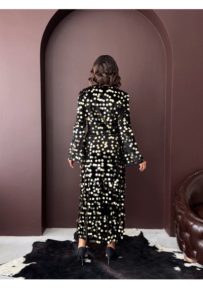 Verymoda Pullu Kadife Bluz Siyah Gold