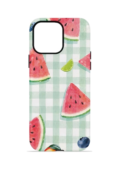 Apple iPhone Uyumlu 12 Pro Max Vorian Çift Katmanlı Kılıf Watermelon Picnic Gingham