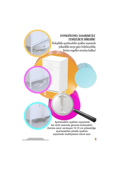 Emir 35 Cm 1 Gözlü Kirli Çamaşır Sepetli Ve Çekmeceli Çok Amaçlı Banyo Dolabı Beyaz