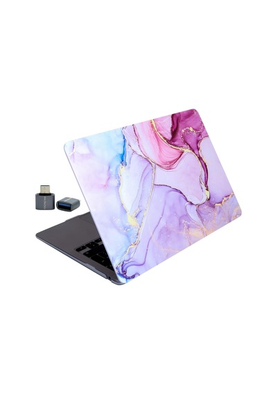 Macbook Air 13 İnç Kılıf Touch Id Uyumlu M1/ıntel Sert Kapak Tpu Lazer Baskılı Mermer Desen İnce Hafif Koruma A2337 A2179 A1932 Açık Pembe