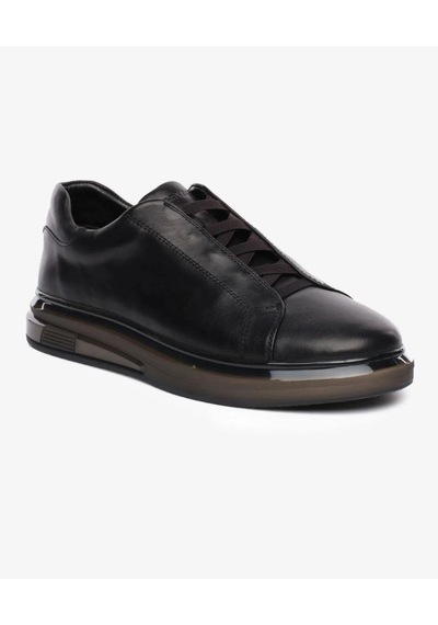 Greyder 64726 Erkek Hakiki Deri Lastikli Sneaker Ayakkabı Siyah