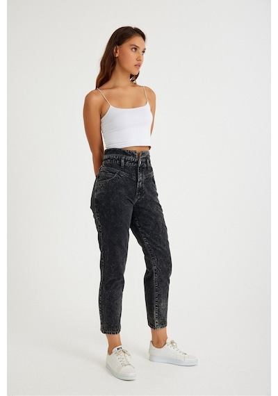 Mom Kalıp Yüksek Bel Denim Pantolon 001