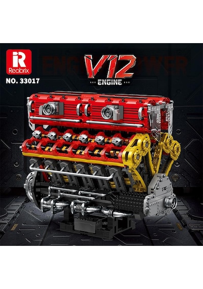 Reobrix 33017 V12 Motor Yaratıcı Yapı Blok Seti Building Blocks V12 Engıne - 4719 Parça