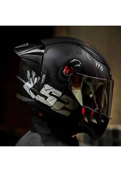 Ls2 Rapıd 2 Race Clawn Kapalı Motosiklet Kaskı Gri Camlı Siyah