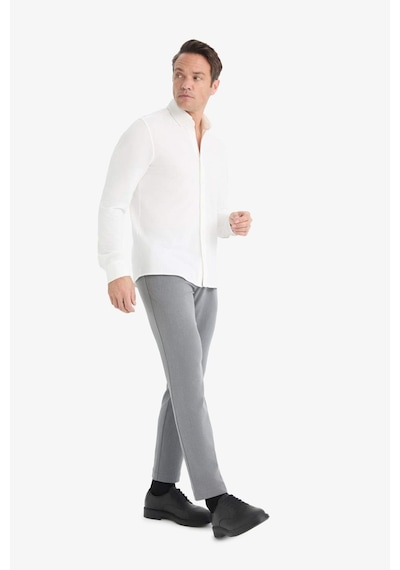 Defacto Tailored Fit Düz Paça Her Yöne Esneyen Yumuşak Tuşe Cepli Pantolon C7508AX25AU Gri
