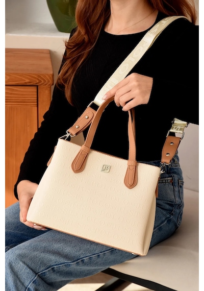 Just Polo Kadın Yeni Sezon Kabartma Desenli El Ve Omuz Çantası 234113mh Krem - Camel