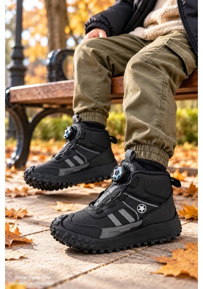 Muggo Torky Bağcık Ayar Mekanizmalı Kalın Taban Unisex Çocuk Günlük Outdoor Trekking Bot Siyah Muggo Torky Bağcık Ayar Mekanizmalı Kalın Taban Unisex Çocuk Günlük Outdoor Trekking Bot Siyah