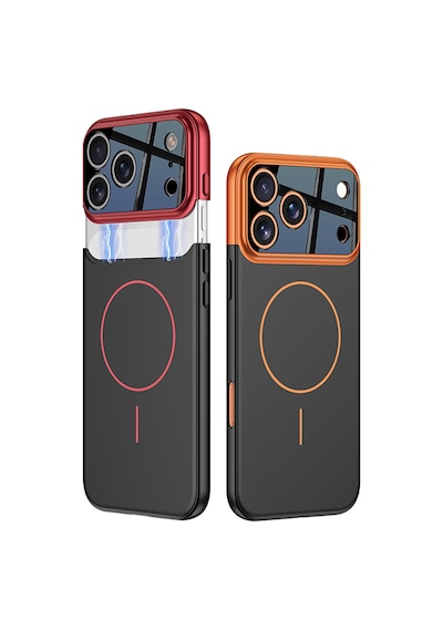 Apple iPhone Uyumlu 17 Pro Kılıf M-safe Şarj Özellikli Çift Parçalı Pazarplus Napoli Kılıf Lacivert-siyah