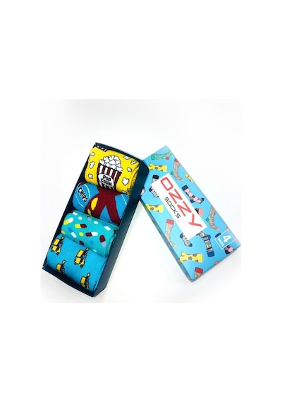 Ozzy Socks 4'Lü Eğlenceli Desenler Erkek Hediye Paketi Siyah