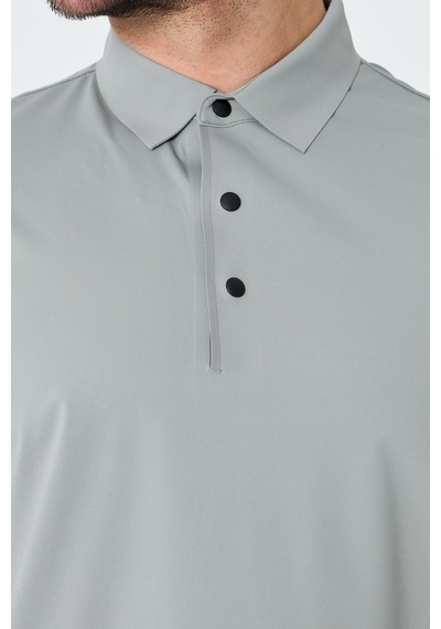 Açık Gri Üç Düğmeli Polo Yaka Erkek Tişört Grey