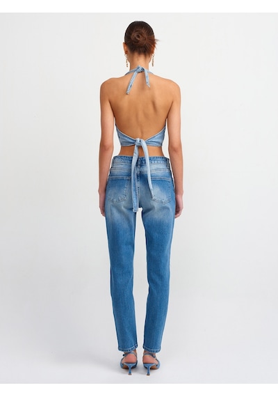 Dilvin Düşükbel Comfort Likra Denim Pantolon 101a71440 Koyu Mavi