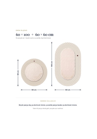 Banyo Paspası Takımı 60x100+60x60 Cm Dış Trikot Bej & Krem