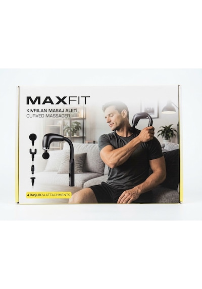 Maxfit Ergonomik Kıvrılabilir Masaj Cihazı - 4 Başlıklı Siyah