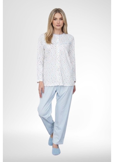 Mecit Pijama Mecit 6386 Mavi Büyük Beden Kadın Sabahlık Pijama Gecelik Set