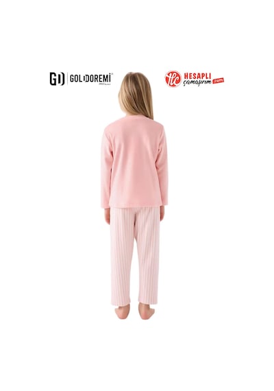 Roly Poly Premium Kız Çocuk Pop Corn Cınema Time Uzun Kollu Kadife Pijama Takım Pembe