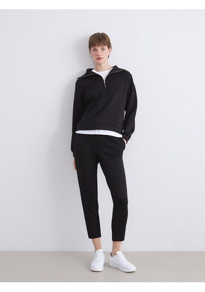 Lcw Vision Siyah Dik Yaka Kadın Sweatshirt