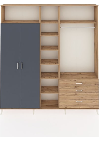 Arges Dolap 9 Raflı 3 Çekmeceli 2 Askılı 220x30x243 Çam-antrasit/çam Antrasıt/atlas Çam Arges Dolap 9 Raflı 3 Çekmeceli 2 Askılı 220x30x243 Çam-antrasit/çam Antrasıt/atlas Çam