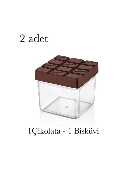 2 Adet Bisküvi & Çikolata Saklama Kabı Gıda Saklama Kabı Bpa İçermez Mika Sert Plastik