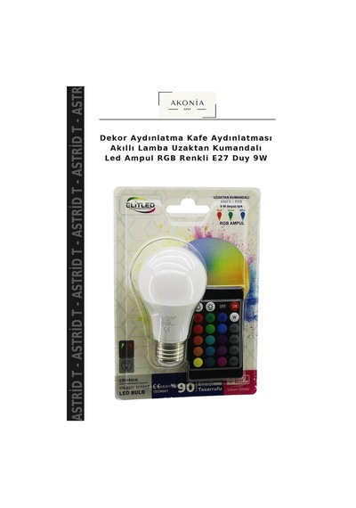 Dekor Aydınlatma Kafe Aydınlatması Akıllı Lamba Uzaktan Kumandalı Led Ampul Rgb Renkli E27 Duy 9w