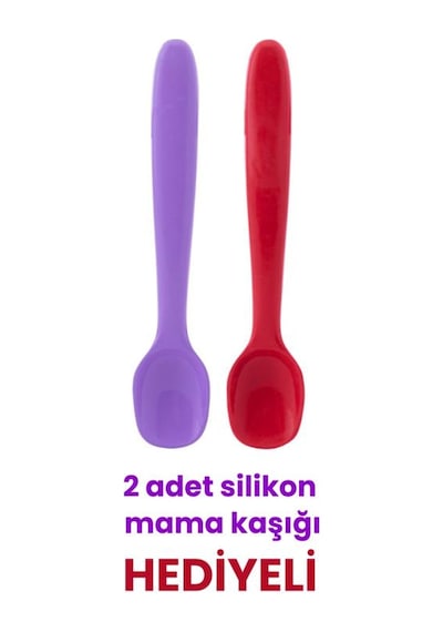 Silicolife Eğimli Mama Kasesi, Vakum Tabanlı Bebek Çocuk Eğimli Mama Tabağı - 2 Mama Kaşığı Hediyeli Gri