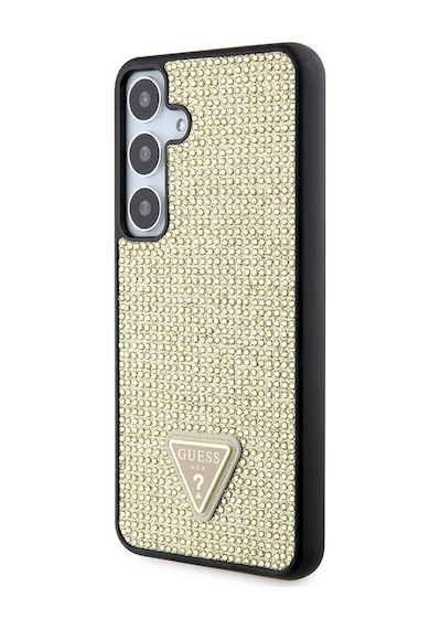 Galaxy S24 Plus Uyumlu Kılıf Guess Lisanslı Taşlı Arka Yüzey Üçgen Logolu Kapak Siyah