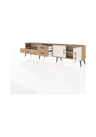 Arges Tv Ünitesi 2 Raflı 3 Çekmeceli 2 Kapaklı 220x30x51 Çam-aytaşı/çam Aytası/atlas Çam - Atlas Çam