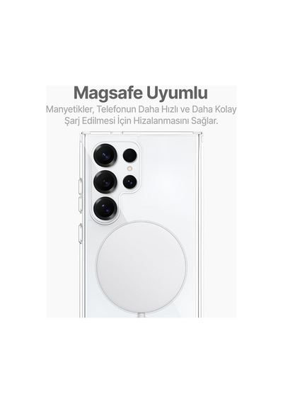 Samsung Galaxy S25 Ultra İle Uyumlu Kılıf Şeffaf Kamera Korumalı Magsafe Uyumlu Telefon Kılıfı