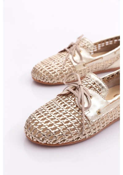 Dgn B00112 Kadin Delikli Oxford Ayakkabi Altın