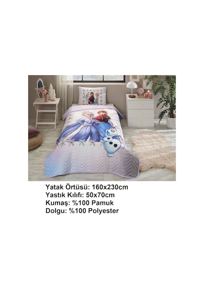 Özdilek Lisanslı Kapitoneli %100 Pamuk Frozen Frosted Lila Lila